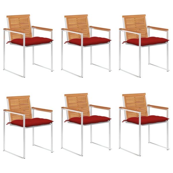 vidaXL Chaises de jardin 6 Pièces avec coussins Bois d'acacia solide