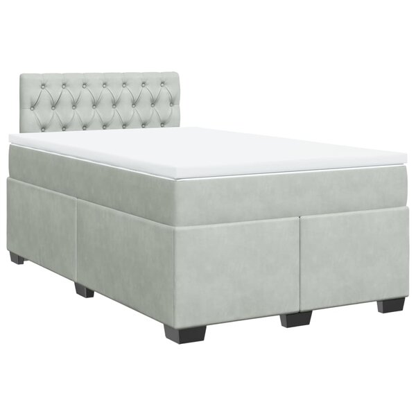 vidaXL Sommier à lattes de lit et matelas Gris clair 120x200cm Velours