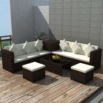 Vidaxl salon de jardin 8 pièces avec coussins résine tressée marron