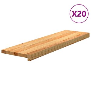 vidaXL Marches d'escalier 20 Pièces marron clair 90x25x2 cm chêne massif