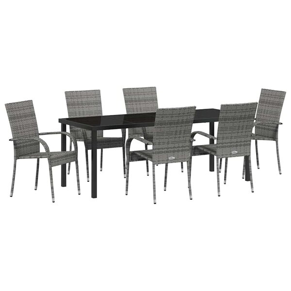 vidaXL Ensemble de salle à manger pour jardin 7 Pièces Gris
