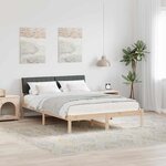 vidaXL Cadre de lit avec tête de lit marron et gris foncé 140 x 190 cm