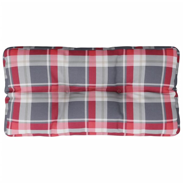 vidaXL Coussin de palette motif à carreaux rouge 80x40x12 cm tissu