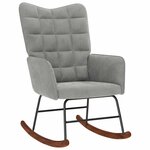 vidaXL Chaise à bascule avec tabouret en velours gris clair