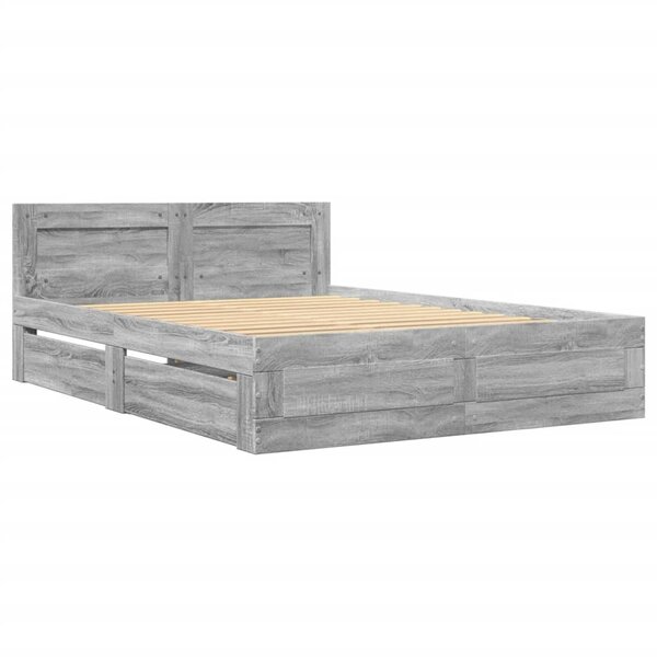 vidaXL Cadre de lit avec tête de lit sonoma gris 120x190 cm