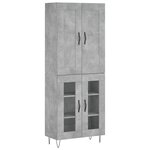 vidaXL Buffet haut Gris béton 69 5x34x180 cm Bois d'ingénierie