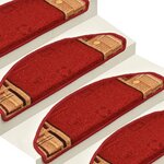 vidaXL Tapis d'escalier autocollants 15 Pièces Rouge 65x21x4 cm