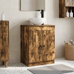 vidaXL Meuble de salle de bain avec évier Chêne fumé 54 x 35 x 83 cm