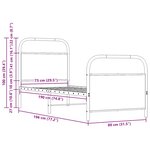 vidaXL Cadre de lit sans matelas chêne fumé 75x190cm bois d'ingénierie