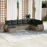 vidaXL Salon de jardin 8 Pièces avec coussins gris résine tressée