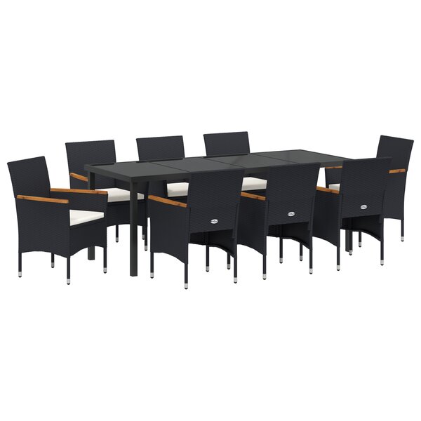 vidaXL Ensemble de salle à manger de jardin 9 pièces Rattan poly noir