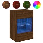 vidaXL Meuble TV mural avec lumières LED chêne marron 40x30x60 5 cm