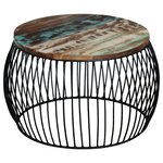 Vidaxl table basse ronde 68x37 cm bois de récupération massif