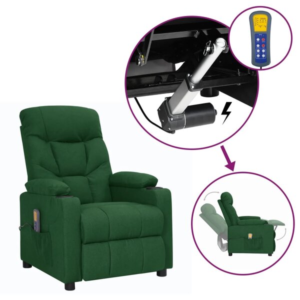 vidaXL Fauteuil de massage Vert foncé Tissu