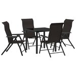 vidaXL Ensemble de salle à manger pour jardin 5 Pièces Noir café