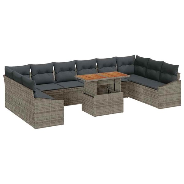 vidaXL Ensemble de salle à manger pour jardin 11 Pièces Gris  Marron