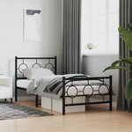 vidaXL Cadre de lit métal sans matelas avec pied de lit noir 90x190 cm