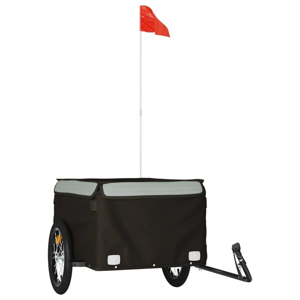 vidaXL Remorque de vélo noir et gris 45 kg fer
