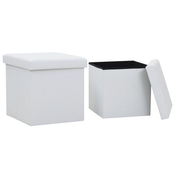 vidaXL Tabourets de rangement pliables lot de 2 blanc similicuir