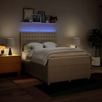 vidaXL Sommier à lattes de lit avec matelas Crème 160x200 cm Tissu