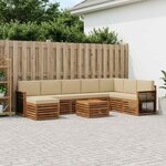 vidaXL Ensemble de canapés d'extérieur avec coussin 7 Pièces Naturel
