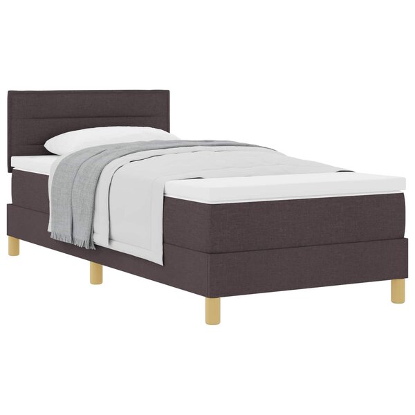 vidaXL Lit à ressorts avec coussin Marron foncé 90 x 200 cm tissu