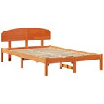 vidaXL Cadre de lit marron ciré 135x190 cm en pin massif