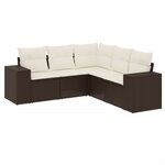 vidaXL Salon de jardin avec coussins 5 Pièces marron résine tressée