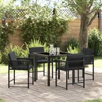 vidaXL Ensemble de salle à manger de jardin 5 pièces avec coussins en poly rotin noir.