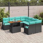 vidaXL Ensemble de salle à manger pour jardin 9 Pièces Noir et Sarcelle