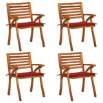 vidaXL Chaises de jardin avec coussins lot de 4 Bois de teck solide