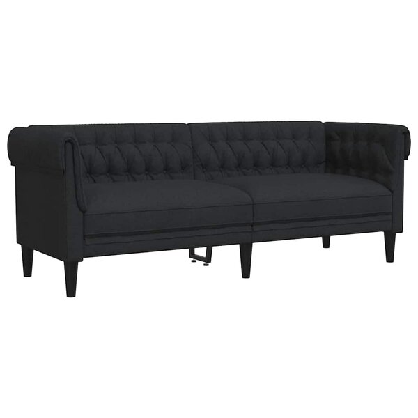 vidaXL Canapé Chesterfield 3 places noir tissu
