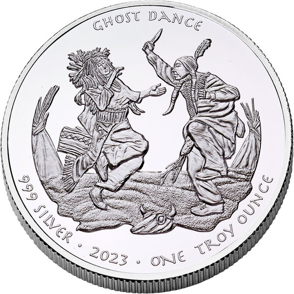 Monnaie en argent 1 dollar g 31.1 (1 oz) millésime 2023 native american silver dollars ghost dance