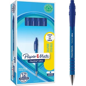 Stylo bille FlexGrip Ultra Pointe Moyenne Bleu x 12 Paper Mate