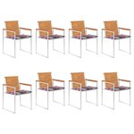 vidaXL Chaises de jardin 8 Pièces avec coussins Bois d'acacia solide