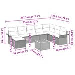 vidaXL Ensemble de Canapé de Jardin 9 Pièces avec Coussins Beige Poly Rotin Acacia