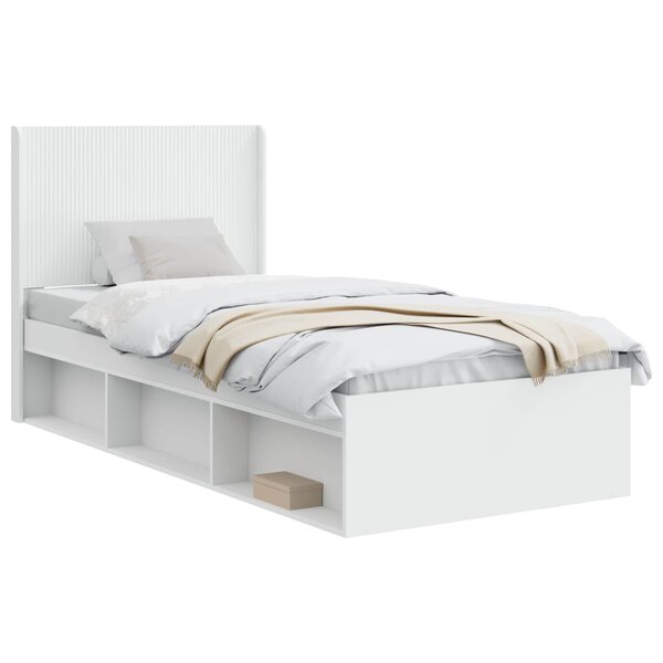 vidaXL Cadre de lit avec rangement et tête de lit Blanc 75 x 190 cm