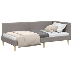 vidaXL Cadre de lit d'angle Taupe 90 x 190 cm Tissu