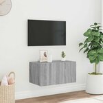 vidaXL Meuble TV mural avec lumières LED sonoma gris 60x35x31 cm