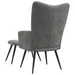 vidaXL Chaise de relaxation avec tabouret Gris foncé Velours