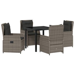 vidaXL Ensemble de salle à manger pour jardin 5 Pièces Gris polyrotin
