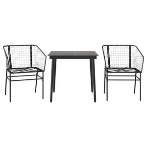 vidaXL Ensemble à manger de jardin 3 Pièces noir résine tressée verre