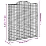 vidaXL Paniers à gabions arqués 15 Pièces 200x30x220/240 cm fer galvanisé
