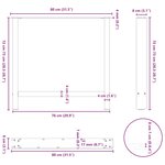 vidaXL Pieds de table à manger en acier naturel 2 pièces 80 x (72-73) cm Acier