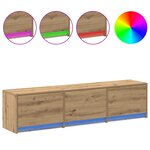 vidaXL Meuble TV avec LED en chêne artisanal 165x34x40 cm en bois d'ingénierie