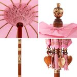 vidaXL Parasol balinais Rose (90-100) x 260 cm Coton et bois massif