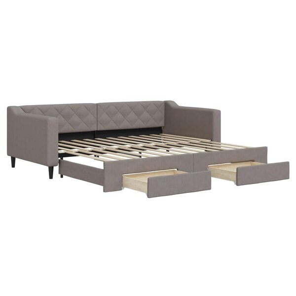 vidaXL Lit de jour avec gigogne et tiroirs sans matelas taupe 90x200cm