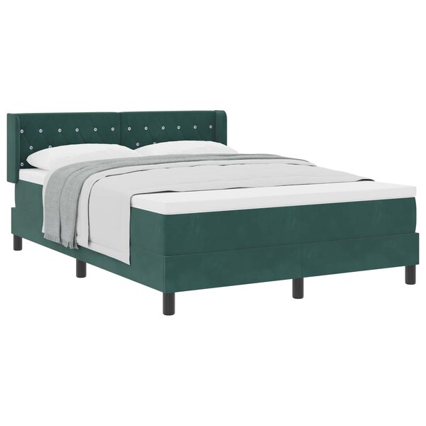 vidaXL Lit à ressorts avec matelas Vert foncé 190 x 140 cm Polyester