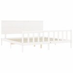 vidaXL Cadre de lit avec tête de lit blanc 200x200 cm bois massif