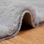 vidaXL Tapis en Fourrure Synthétique de Lapin Olite Gris Ø 120 cm